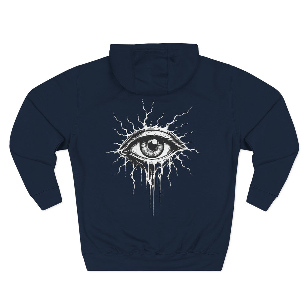 Eye Graphic Hoodie — Dripping Sketch Eye Back Print Fleece Hoodie