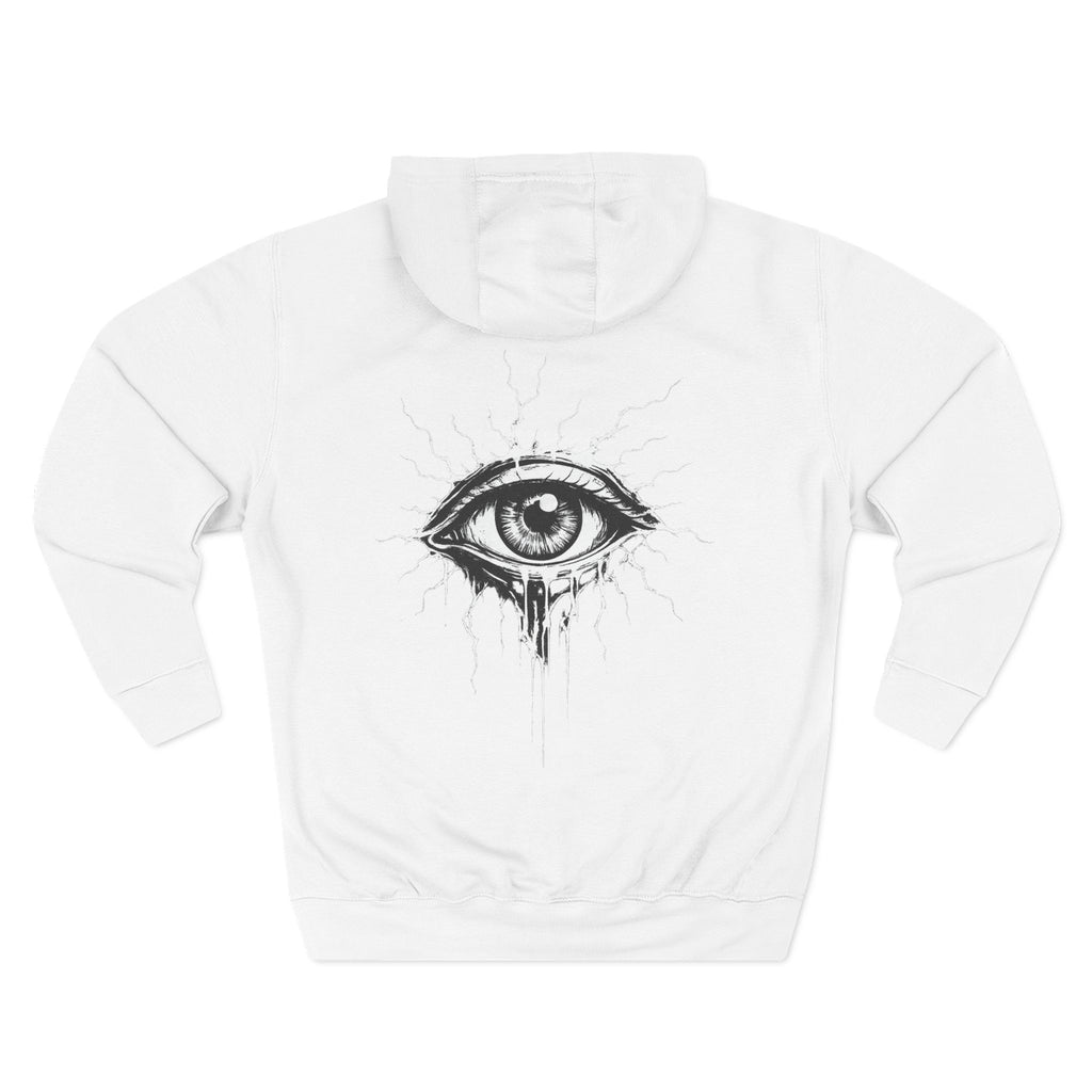 Eye Graphic Hoodie — Dripping Sketch Eye Back Print Fleece Hoodie