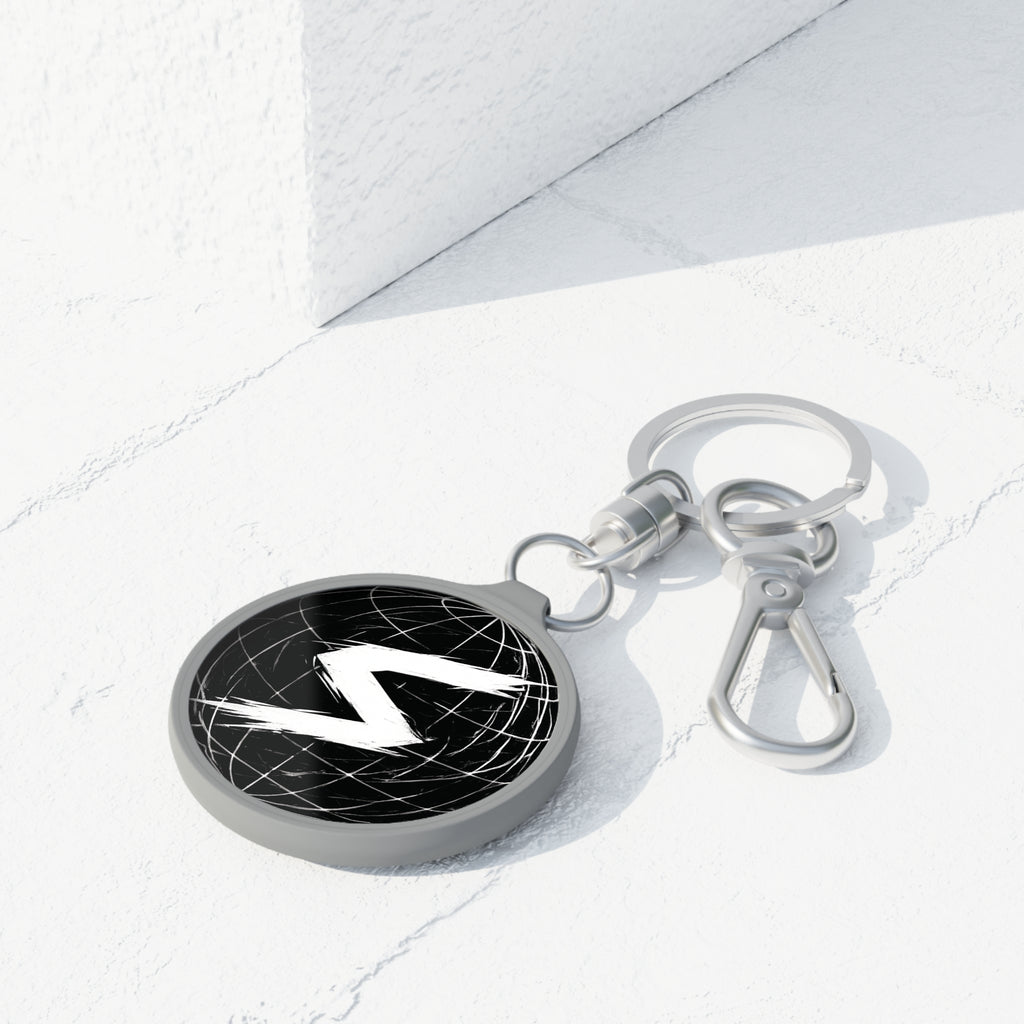 Globe S Logo Keyring Tag — Black Brushed Metal Keychain