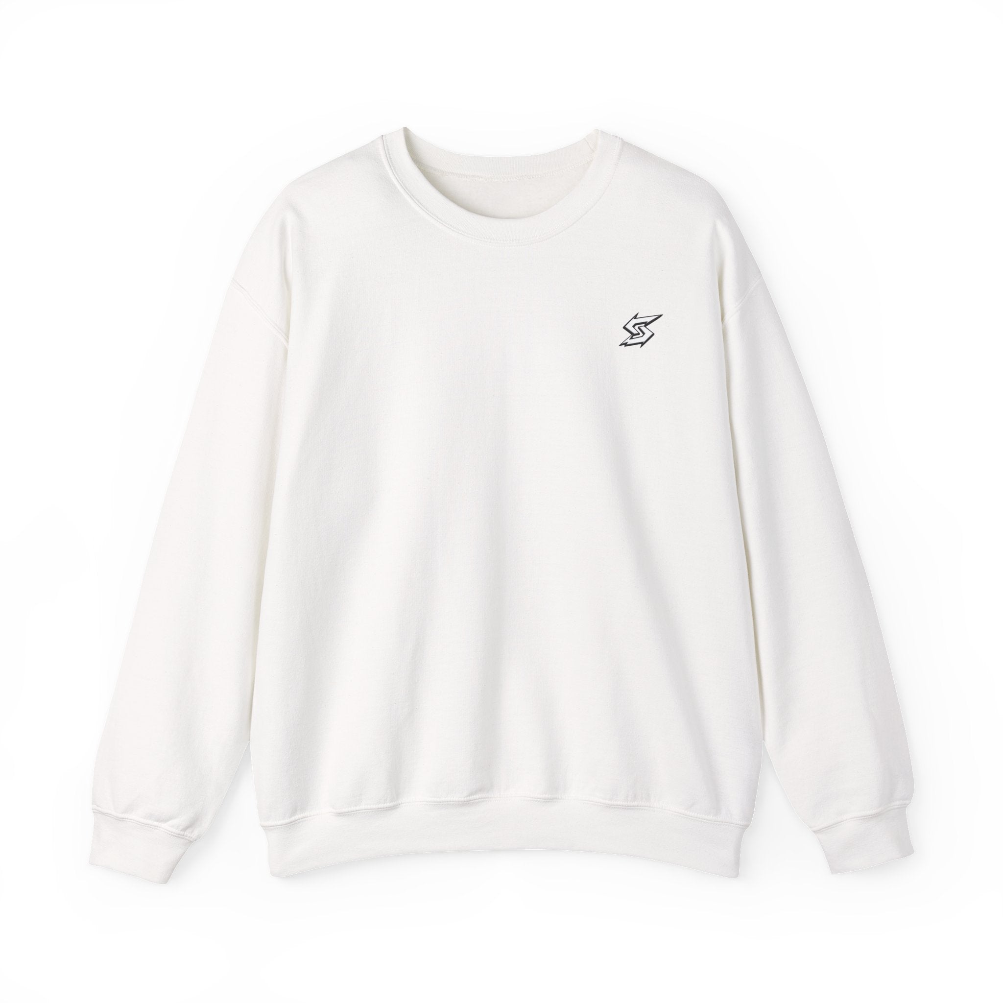 Minimal Lightning Crewneck Sweatshirt — Small Chest Bolt Design