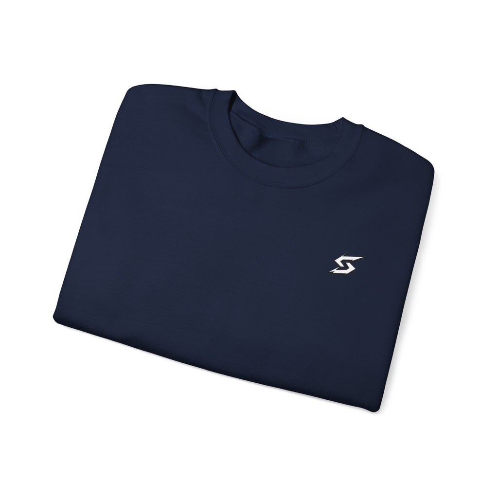 Minimal Lightning Crewneck Sweatshirt — Small Chest Bolt Design