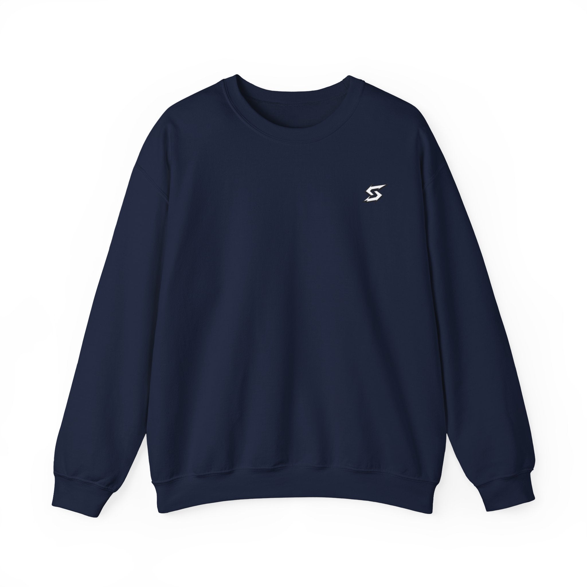 Minimal Lightning Crewneck Sweatshirt — Small Chest Bolt Design
