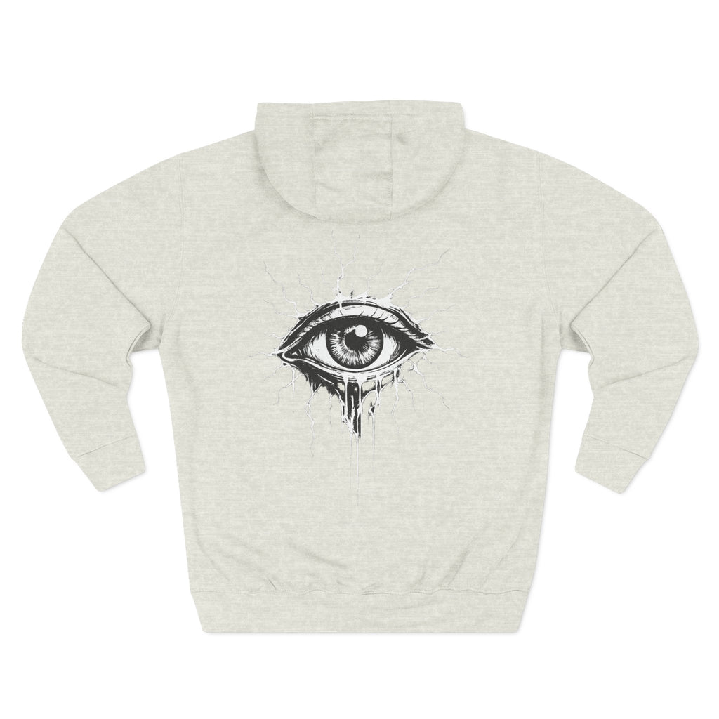 Eye Graphic Hoodie — Dripping Sketch Eye Back Print Fleece Hoodie