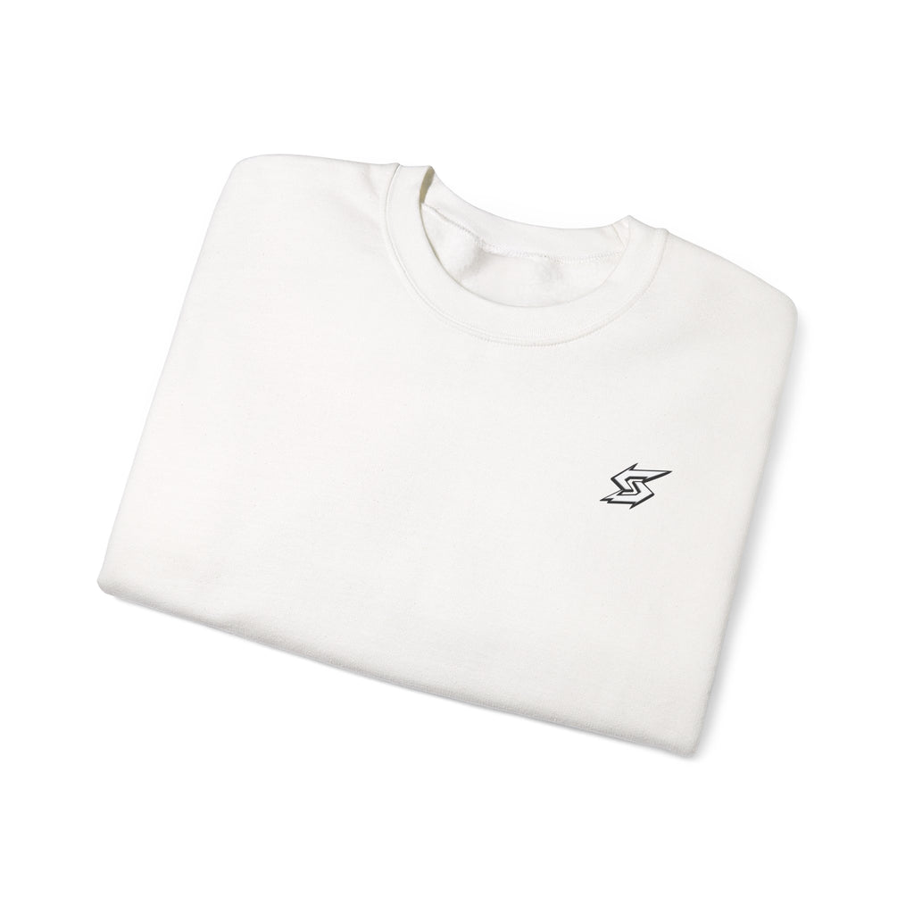 Minimal Lightning Crewneck Sweatshirt — Small Chest Bolt Design