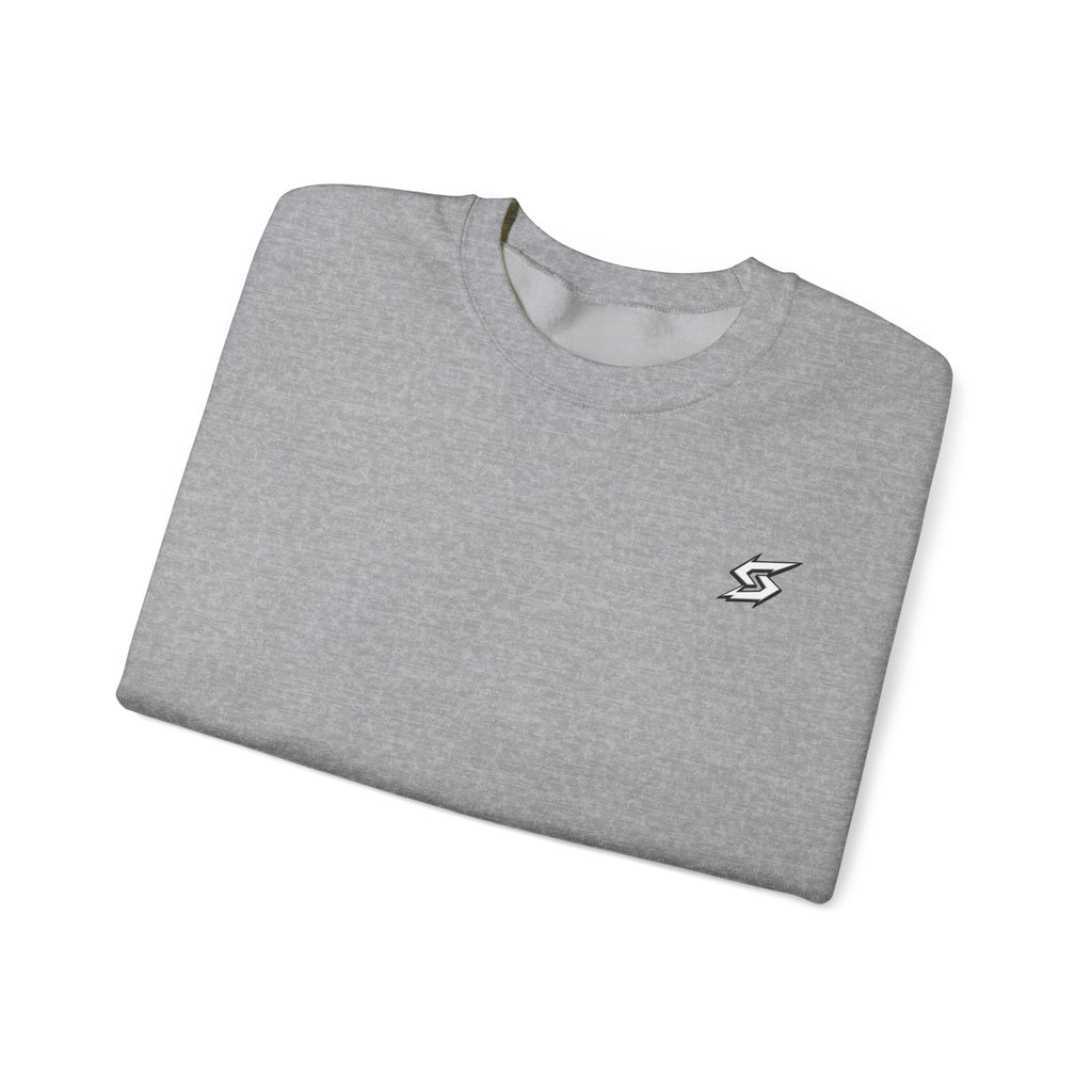 Minimal Lightning Crewneck Sweatshirt — Small Chest Bolt Design