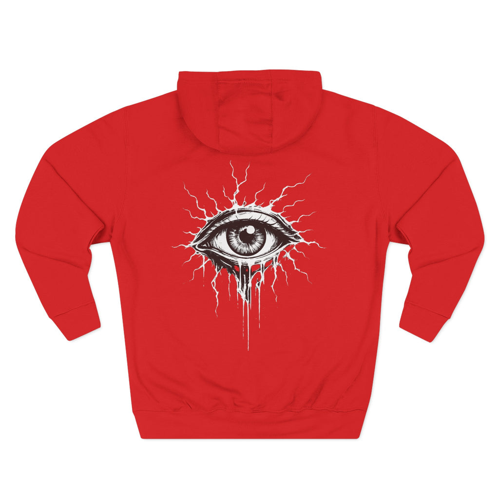 Eye Graphic Hoodie — Dripping Sketch Eye Back Print Fleece Hoodie
