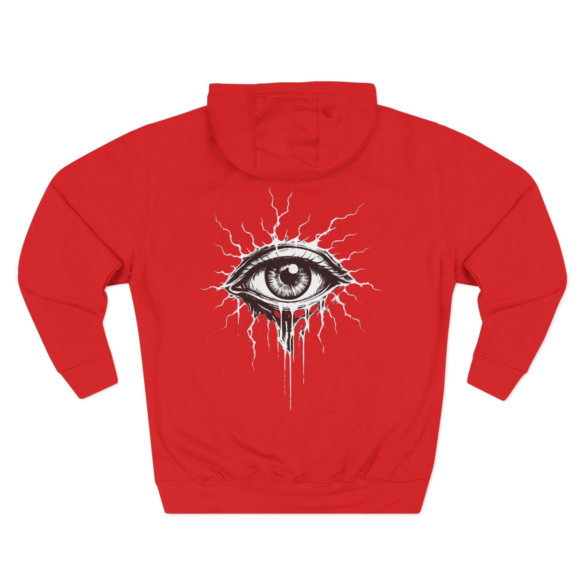 Eye Graphic Hoodie — Dripping Sketch Eye Back Print Fleece Hoodie