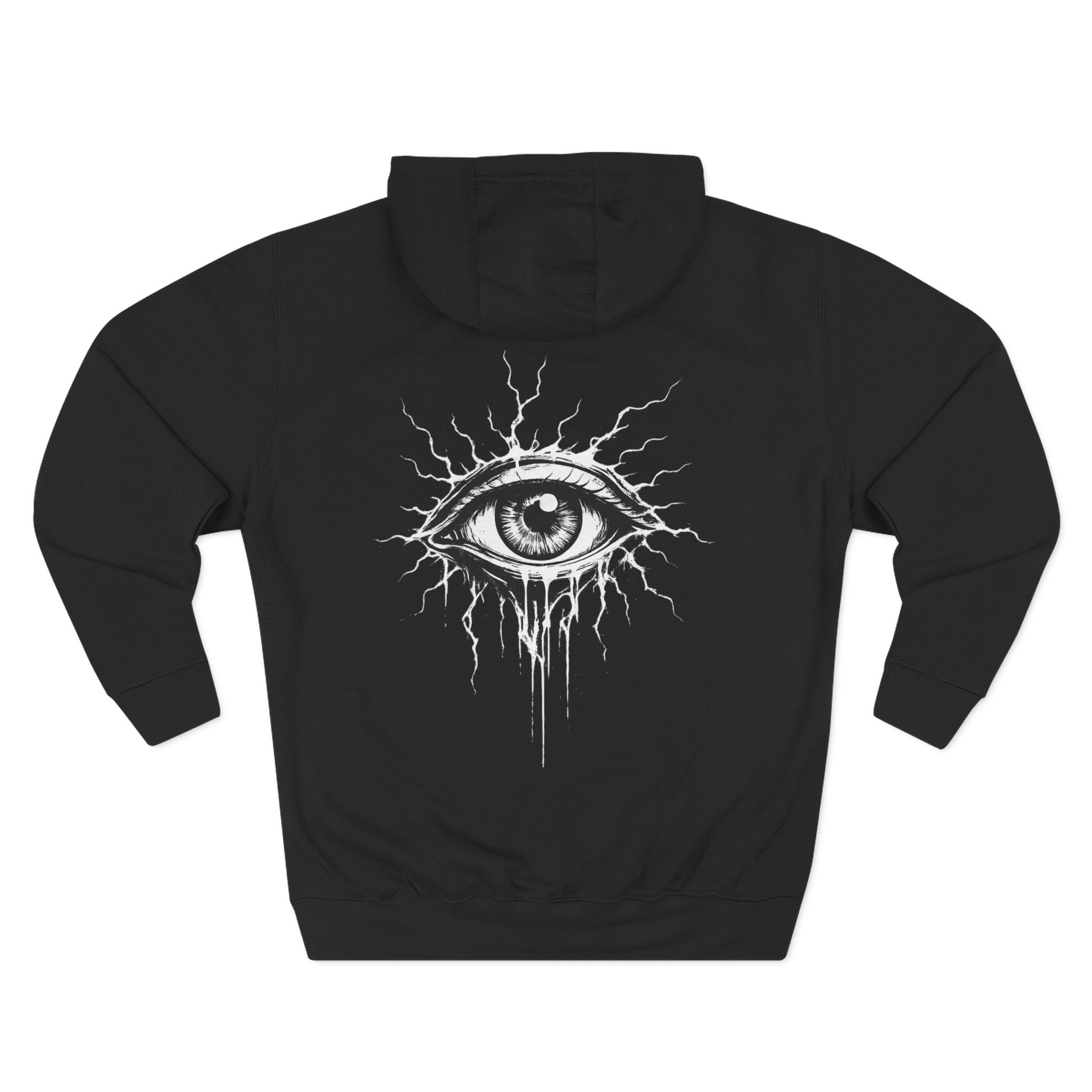 Eye Graphic Hoodie — Dripping Sketch Eye Back Print Fleece Hoodie