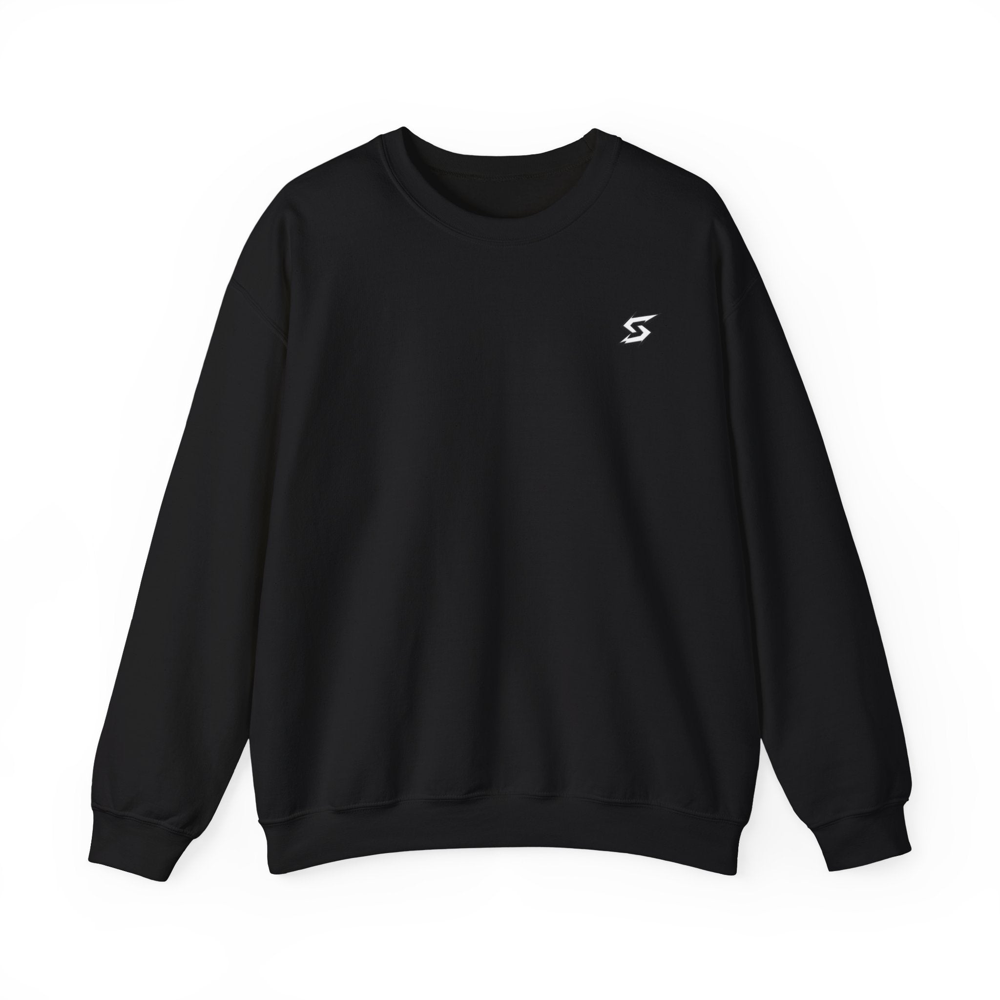 Minimal Lightning Crewneck Sweatshirt — Small Chest Bolt Design