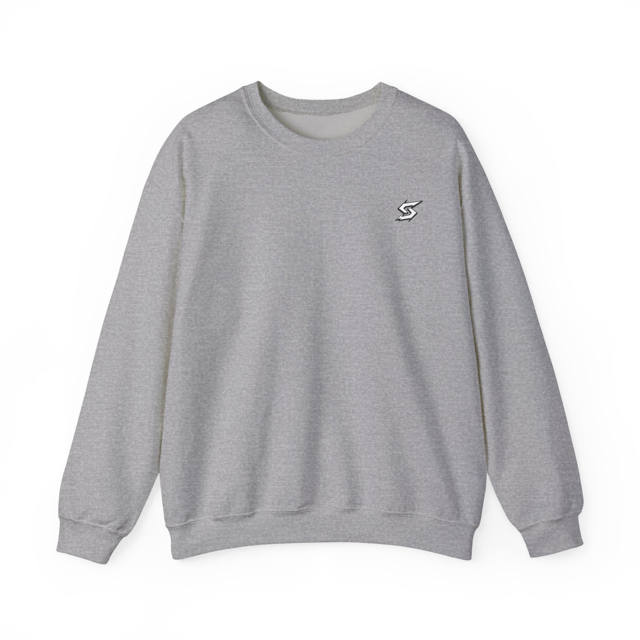Minimal Lightning Crewneck Sweatshirt — Small Chest Bolt Design
