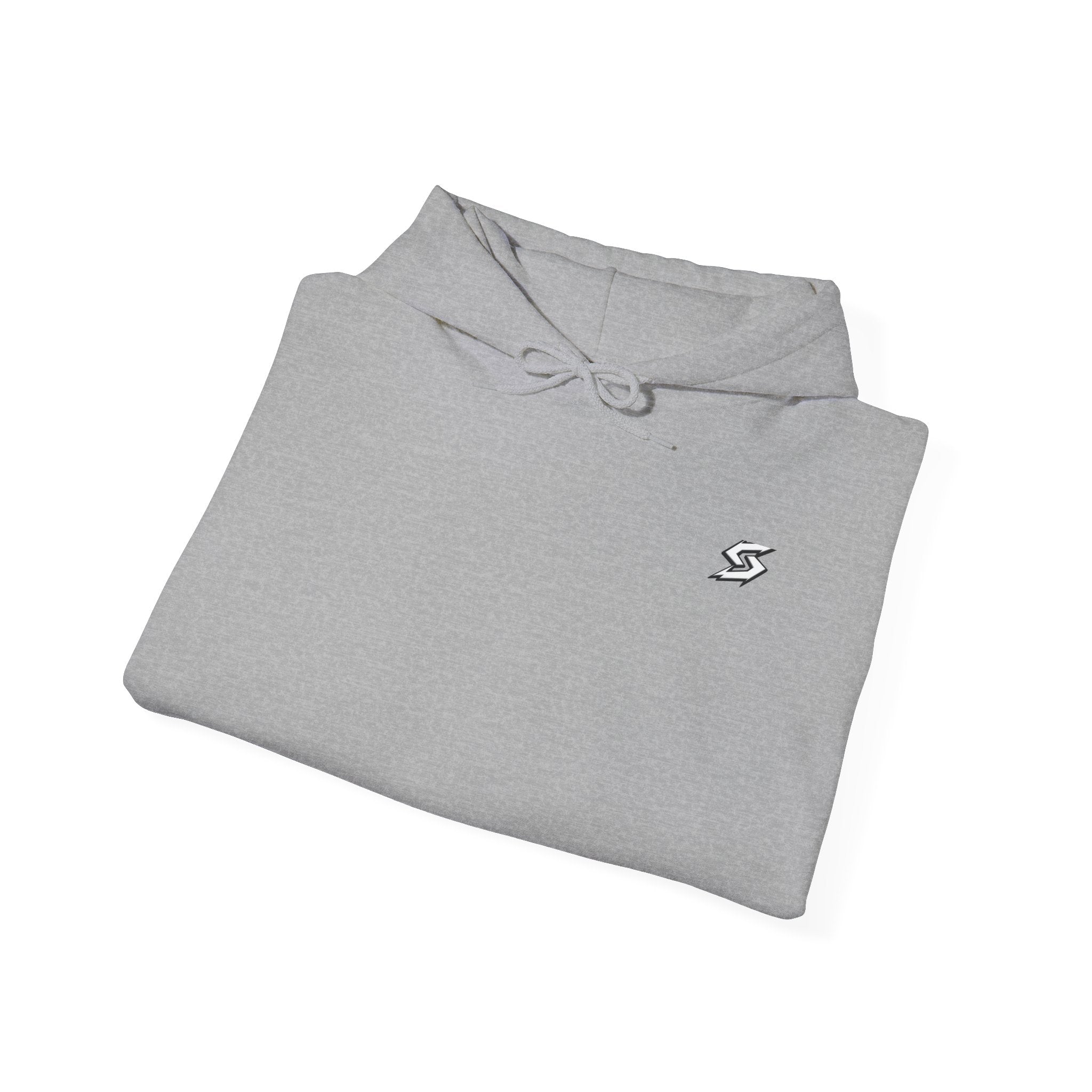 Minimal Lightning Bolt Hoodie — Small Chest Graphic, Clean White Pullover