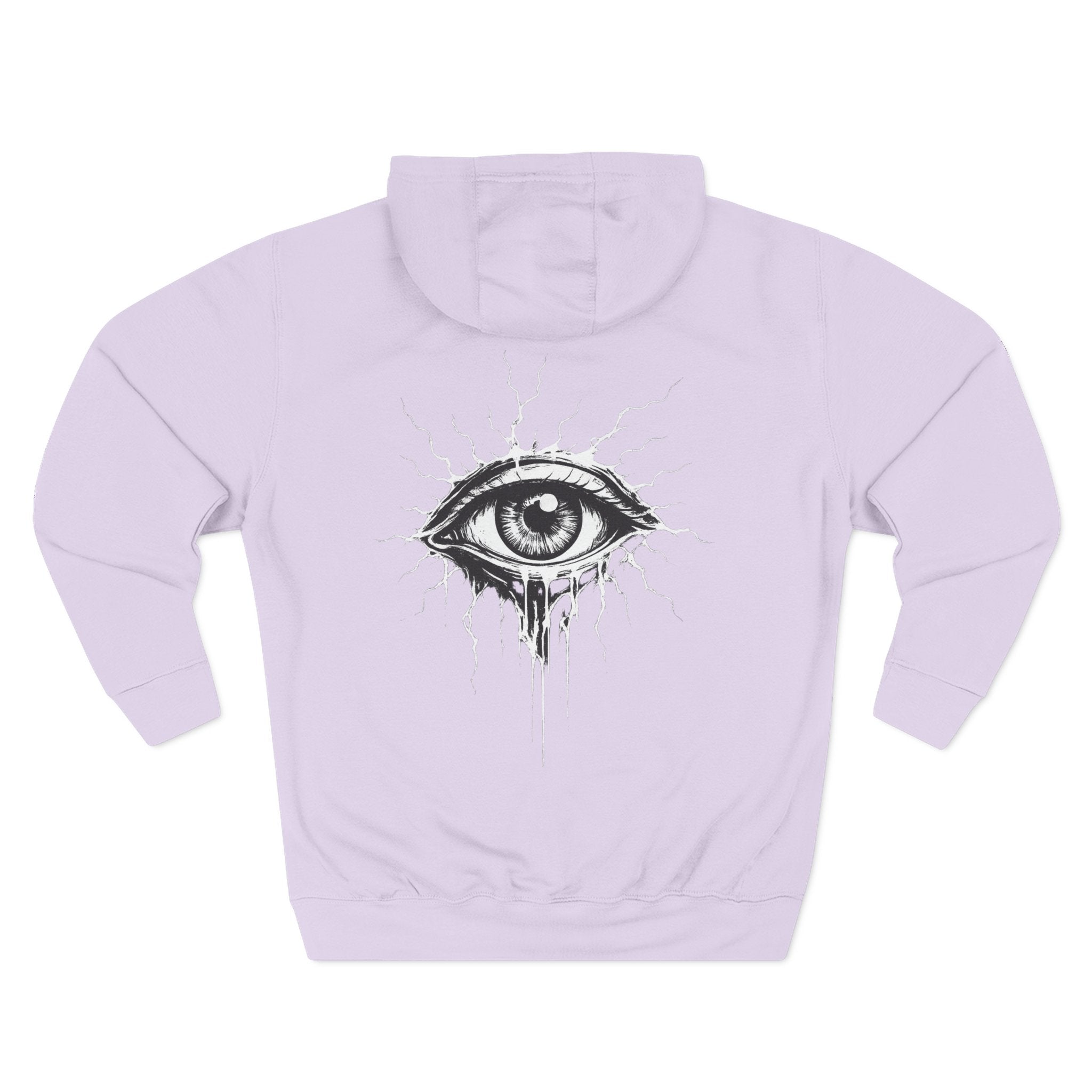 Eye Graphic Hoodie — Dripping Sketch Eye Back Print Fleece Hoodie