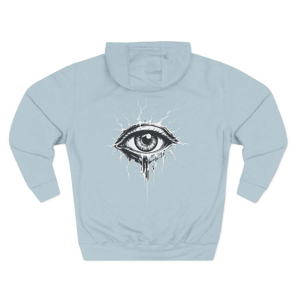 Eye Graphic Hoodie — Dripping Sketch Eye Back Print Fleece Hoodie