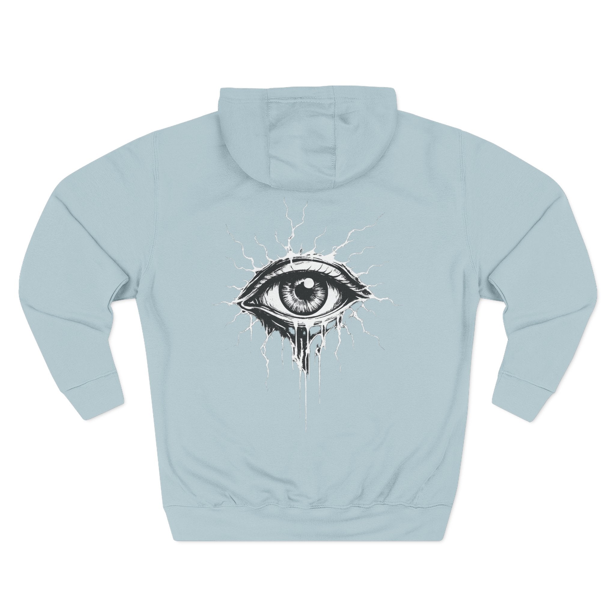 Eye Graphic Hoodie — Dripping Sketch Eye Back Print Fleece Hoodie