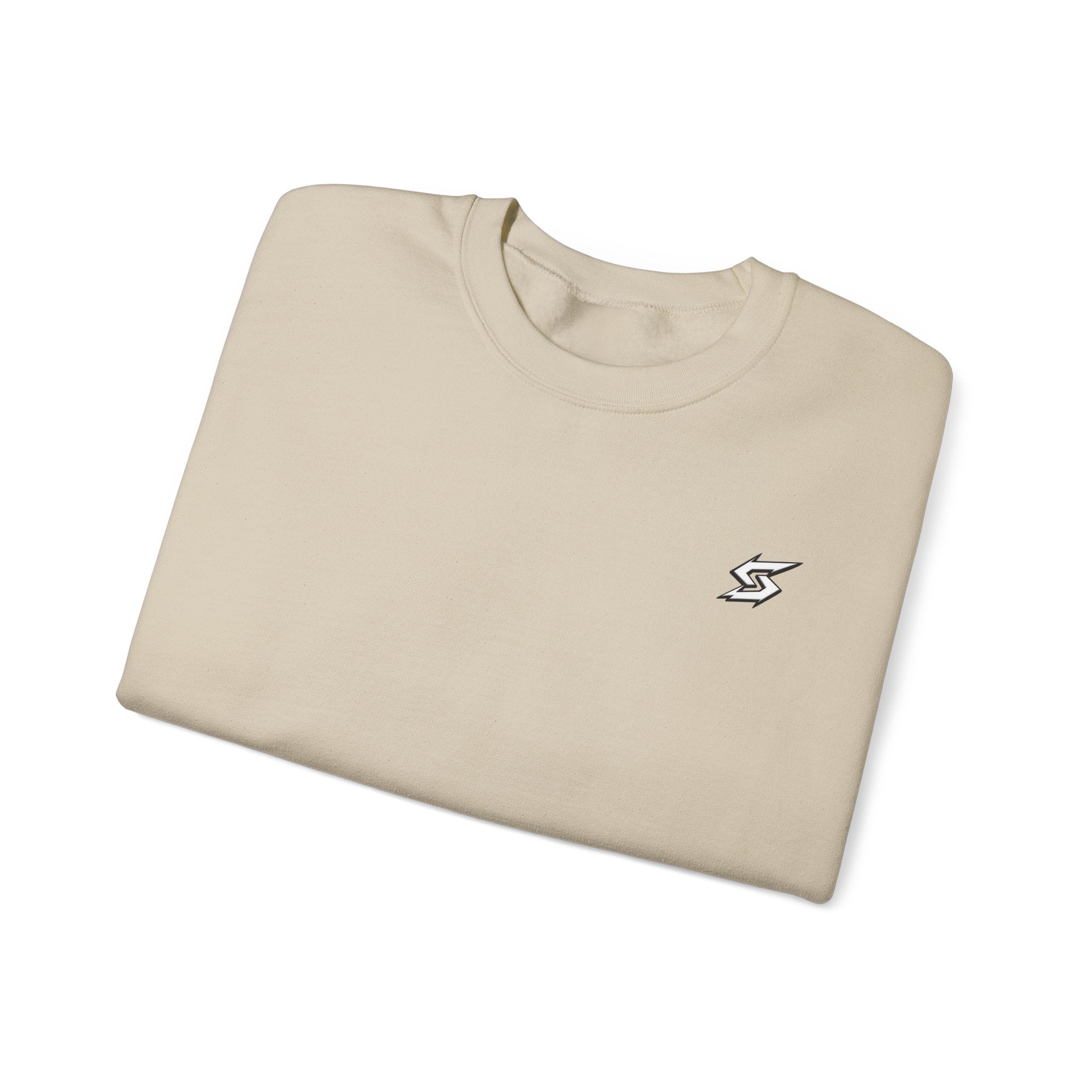 Minimal Lightning Crewneck Sweatshirt — Small Chest Bolt Design