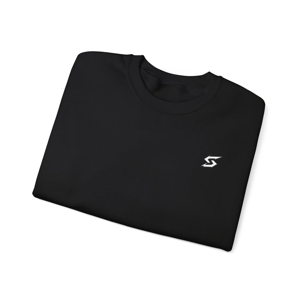 Minimal Lightning Crewneck Sweatshirt — Small Chest Bolt Design