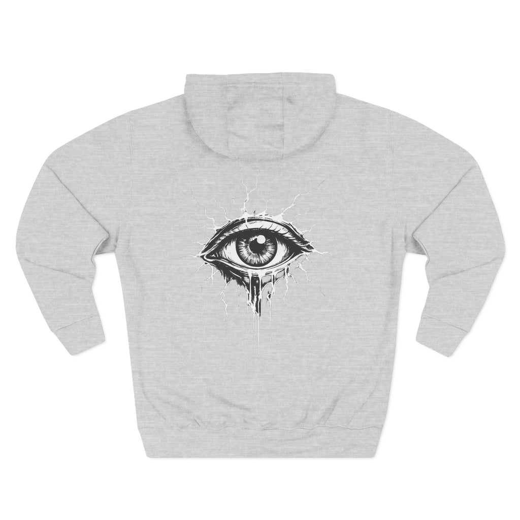 Eye Graphic Hoodie — Dripping Sketch Eye Back Print Fleece Hoodie