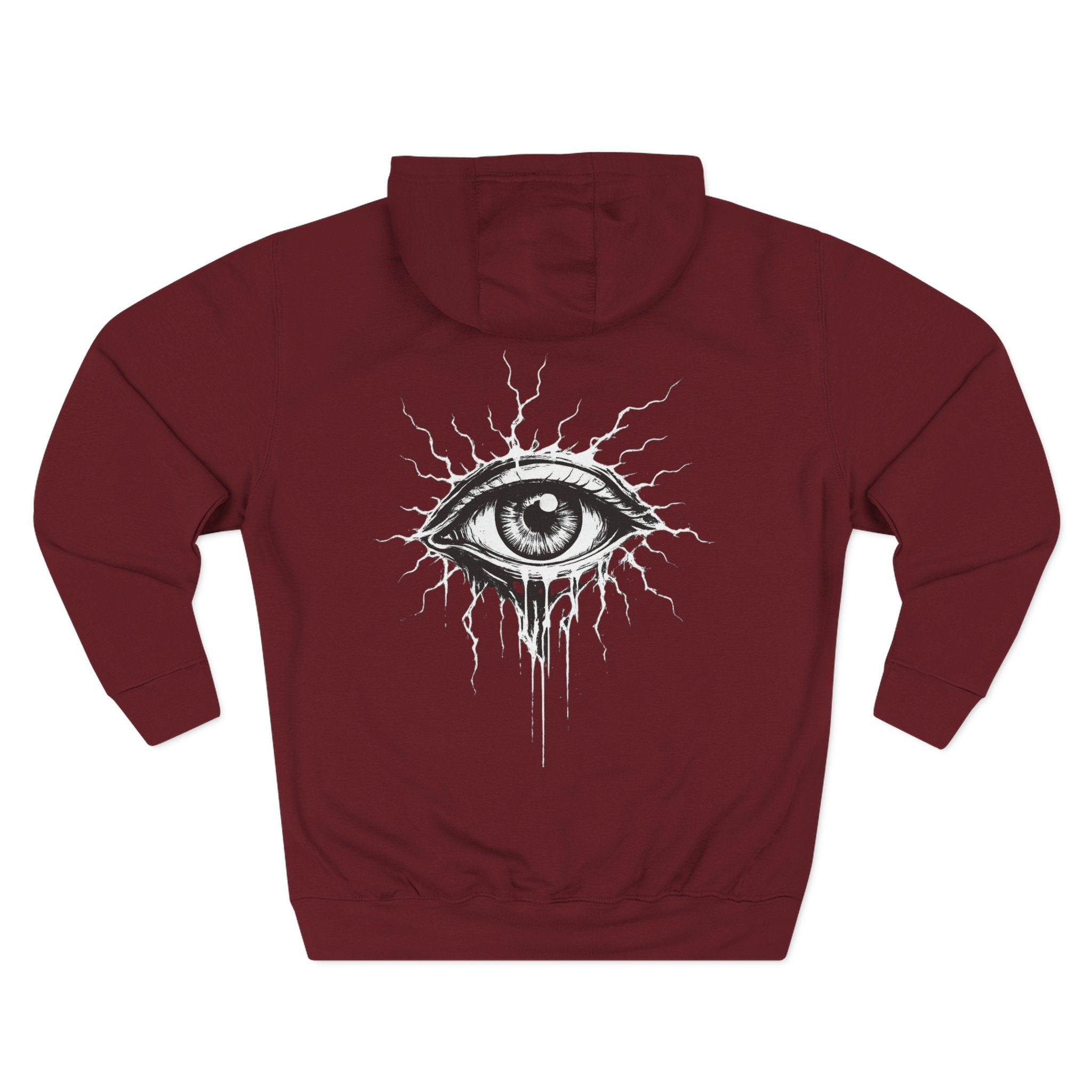 Eye Graphic Hoodie — Dripping Sketch Eye Back Print Fleece Hoodie