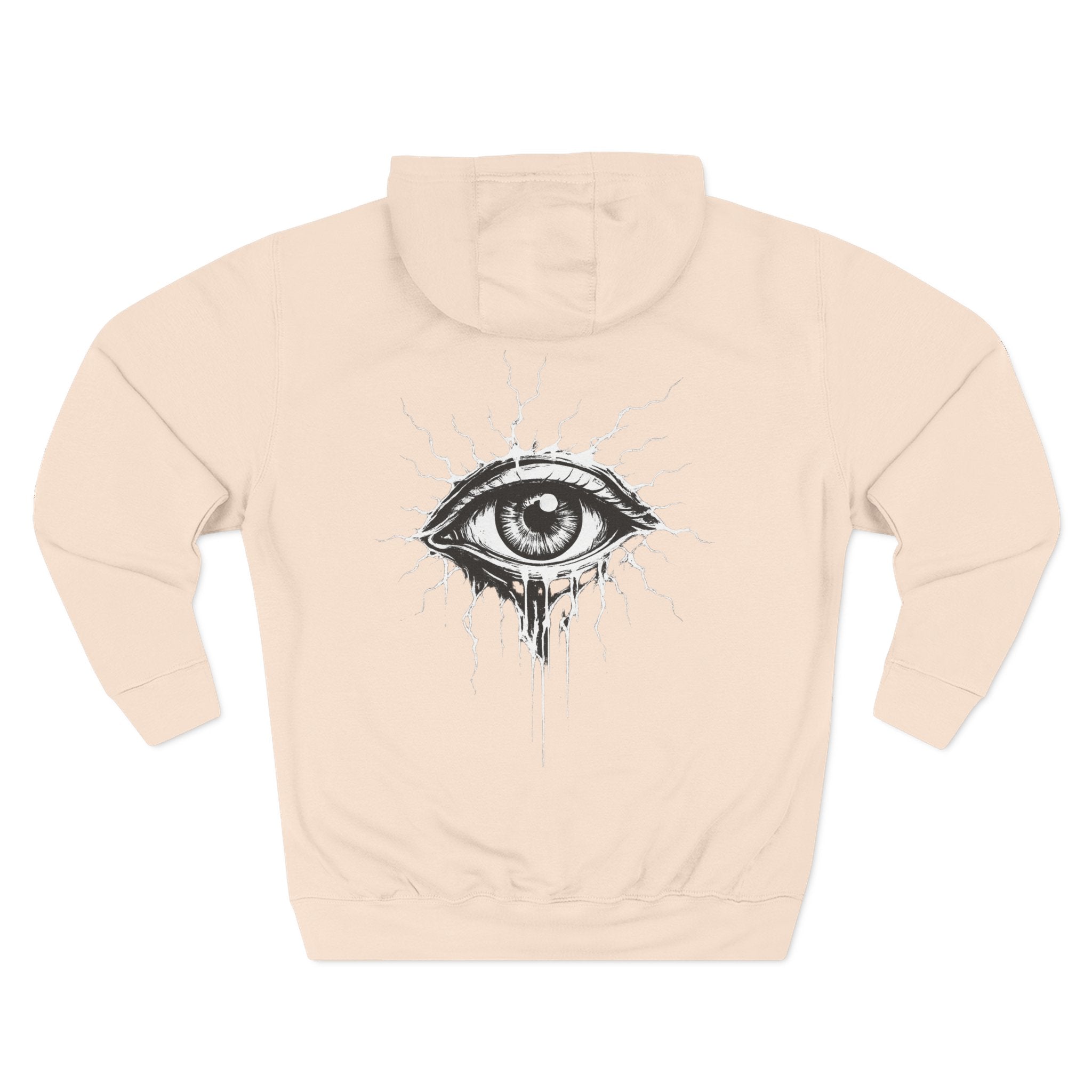 Eye Graphic Hoodie — Dripping Sketch Eye Back Print Fleece Hoodie