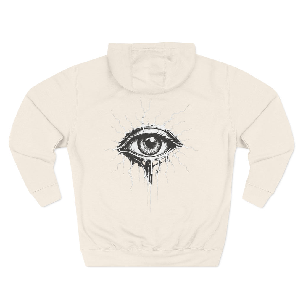 Eye Graphic Hoodie — Dripping Sketch Eye Back Print Fleece Hoodie