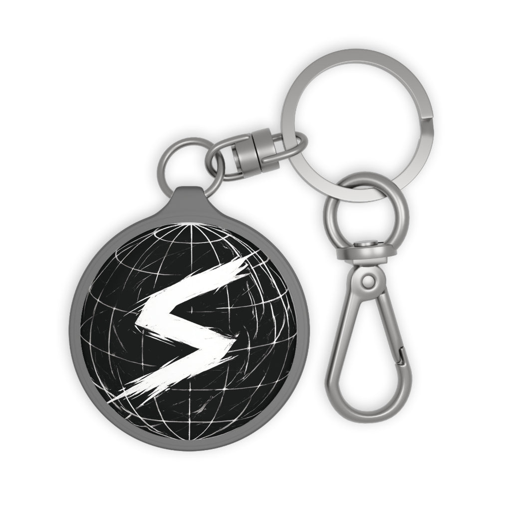 Globe S Logo Keyring Tag — Black Brushed Metal Keychain