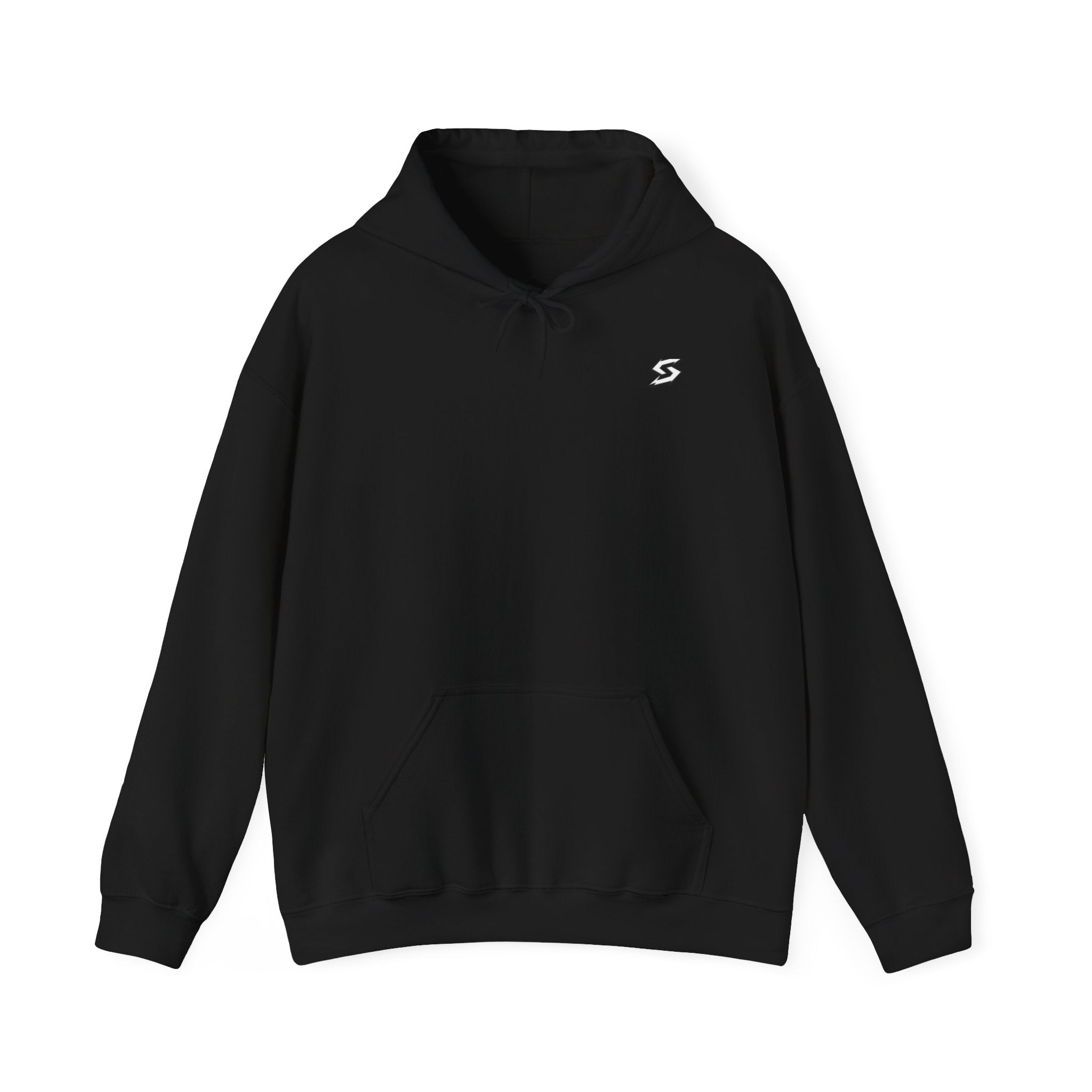 Minimal Lightning Bolt Hoodie — Small Chest Graphic, Clean White Pullover