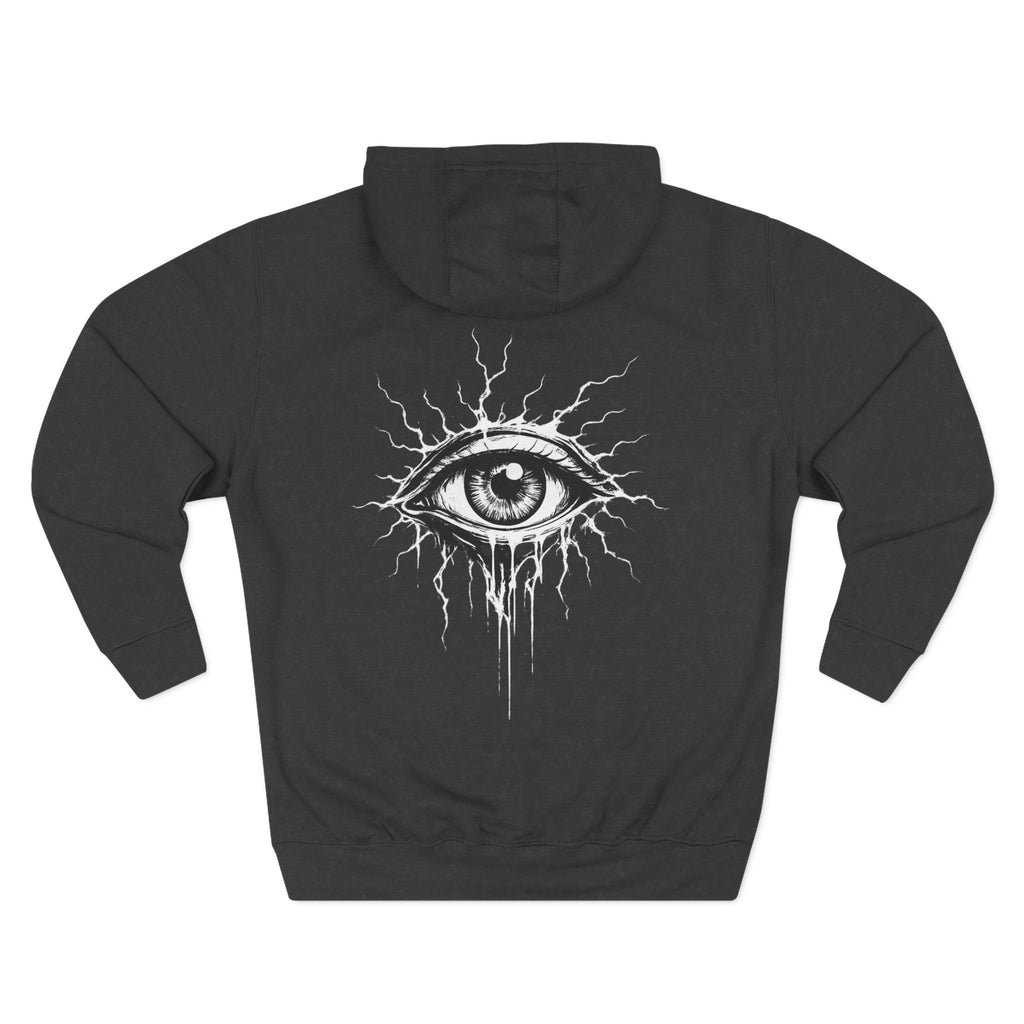 Eye Graphic Hoodie — Dripping Sketch Eye Back Print Fleece Hoodie