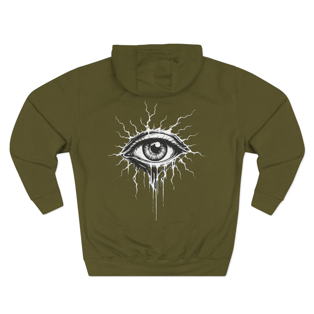 Eye Graphic Hoodie — Dripping Sketch Eye Back Print Fleece Hoodie