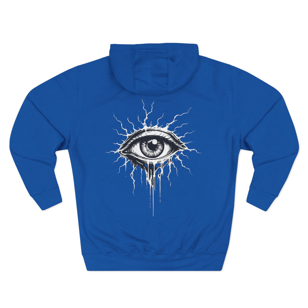 Eye Graphic Hoodie — Dripping Sketch Eye Back Print Fleece Hoodie
