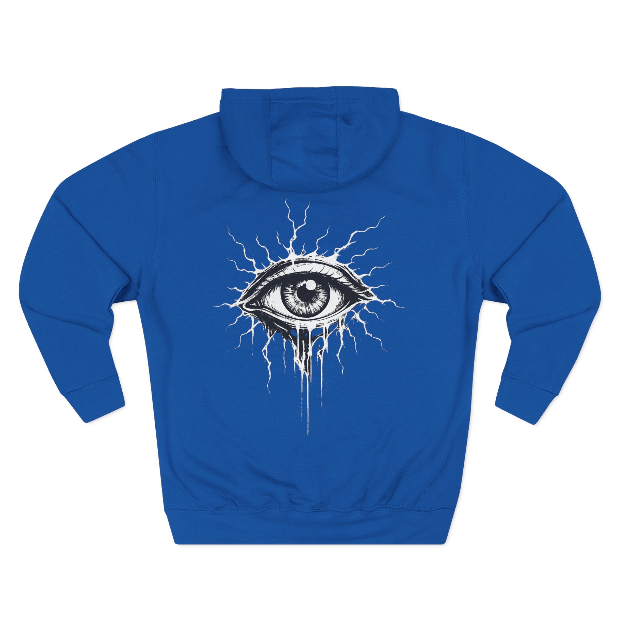 Eye Graphic Hoodie — Dripping Sketch Eye Back Print Fleece Hoodie