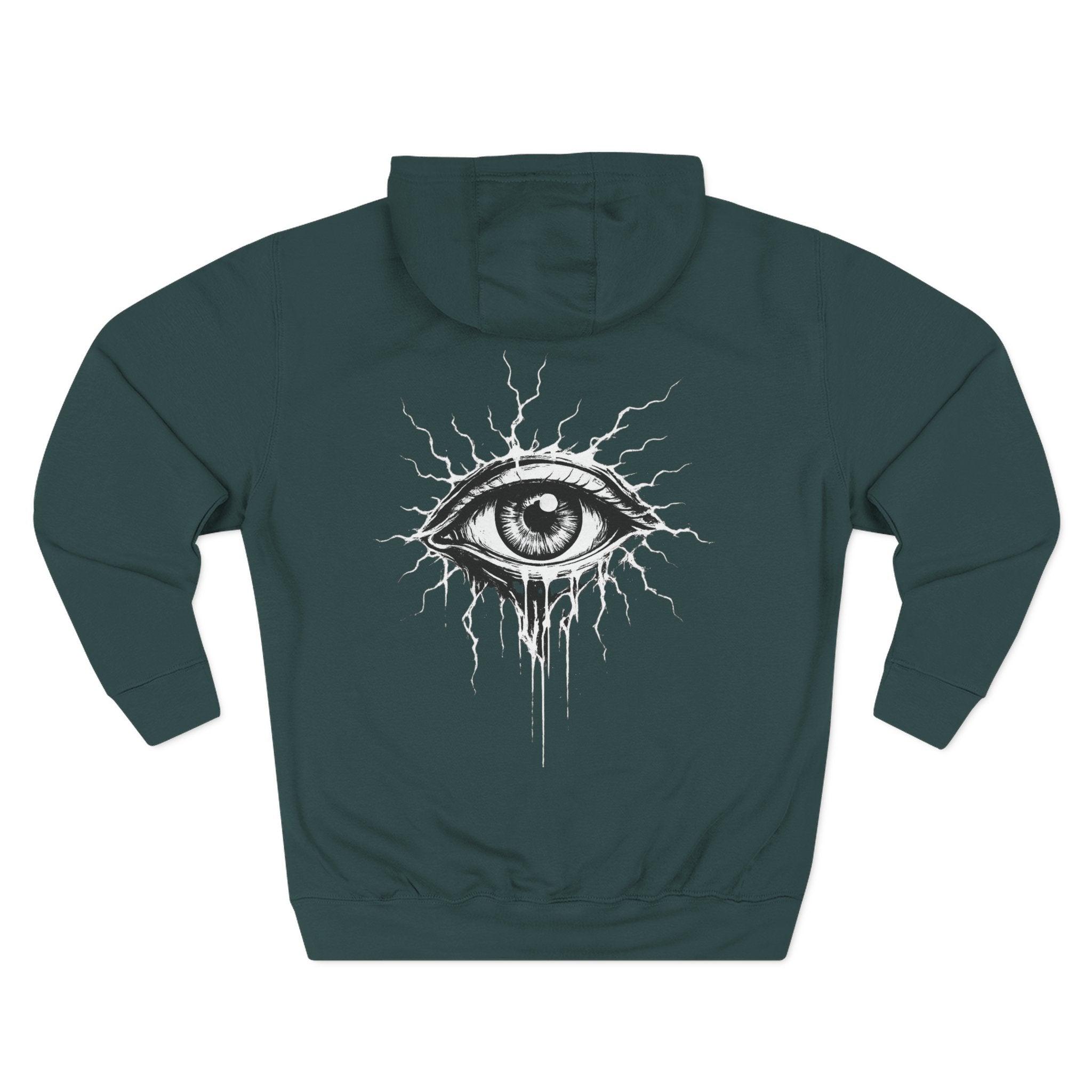 Eye Graphic Hoodie — Dripping Sketch Eye Back Print Fleece Hoodie