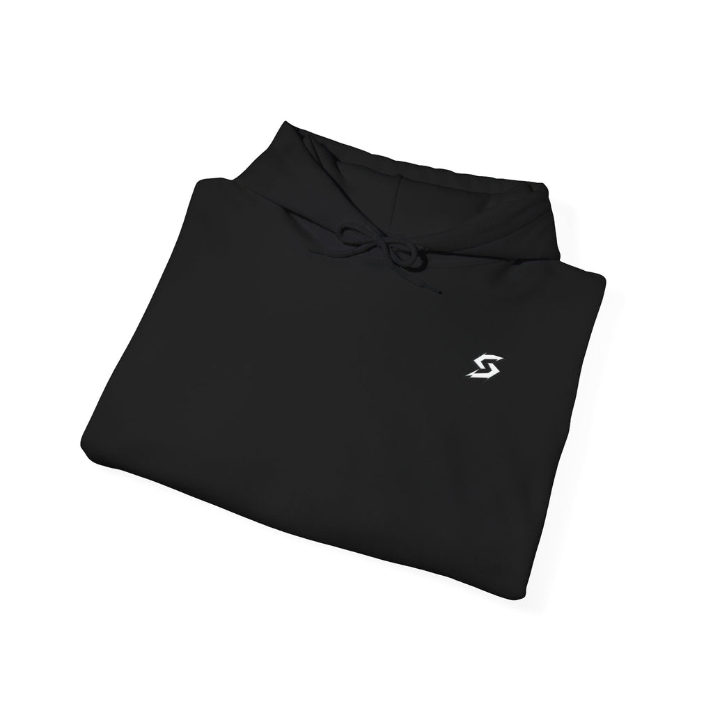 Minimal Lightning Bolt Hoodie — Small Chest Graphic, Clean White Pullover